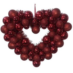 Heart-Shaped Red Ornament Wreath 12”x10”Valentine